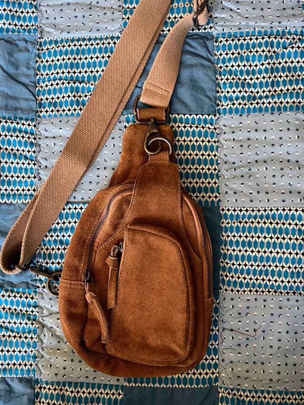 Free People Hudson Suede Sling Bag - Tan